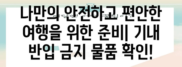 비행기 기내 금지 물품 총정리 | 편안하고 안전한 여행을 위한 필수 지식