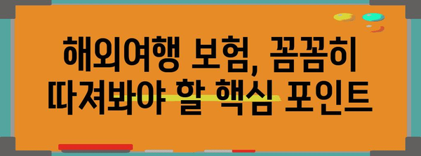 해외여행 보험 비교 가이드 | 안전하고 편안한 여행을 위해