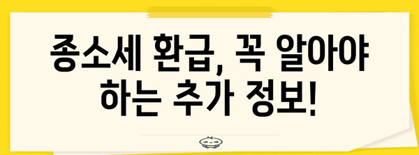 종소세 환급 방법과 주의 사항