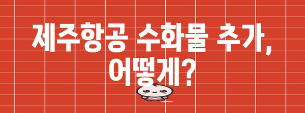 제주항공 수화물 위탁 비용과 별도 구매 방법 파헤치기