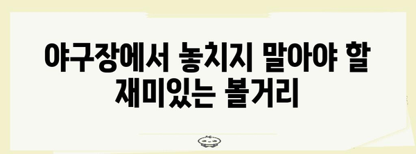 야구 응원 가이드, 야구장 분위기를 만끽하는 꿀팁