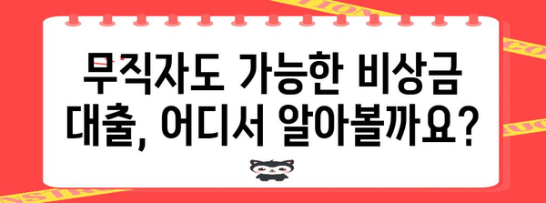 비상금 마련 대출 가이드 | 무직자도 알아야 할 구제책