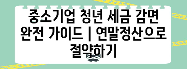 중소기업 청년 세금 감면 완전 가이드 | 연말정산으로 절약하기