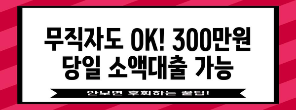 무직자 300만원 당일 소액대출 | 신용등급 관계 없이 승인 가능