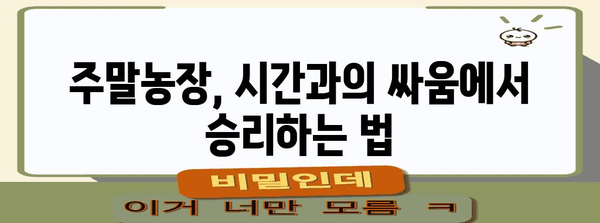 주말농장 관리 가이드 | 시간 관리와 생존을 위한 안내서