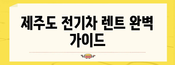 자유로운 전기차 여행 시작하기 | 제주도 전기차 렌트 완벽 가이드