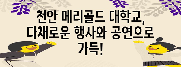 천안 메리골드 | 대학교 행사 일정과 문화 공연 안내