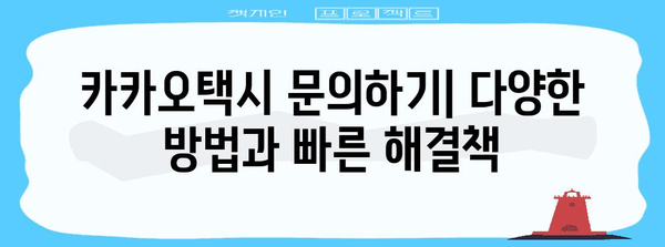 카카오택시 문의하기, 빠르고 쉽게 도움 받기