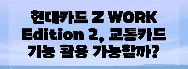 현대카드 Z WORK Edition 2 | 교통카드 사용 가능? 모든 기능 안내