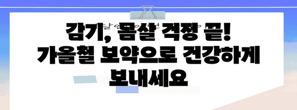 가을철 보약으로 감기와 몸살 빠른 예방과 면역력 강화하기