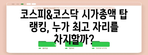 코스피&코스닥의 거대한들, 시가총액 상위 종목 한눈에 보기