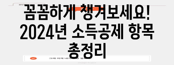 놓치지 말자! 2024년 소득공제 완벽 가이드