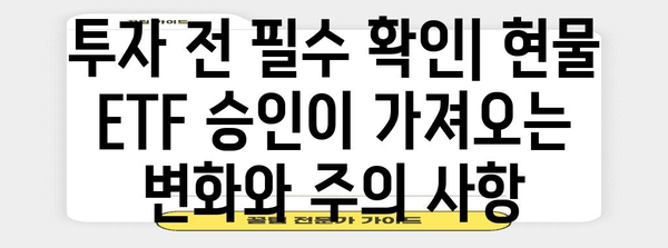 비트코인 현물 ETF 승인의 의미 | 투자자를 위한 기회와 위험