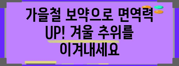 가을철 보약으로 감기와 몸살 빠른 예방과 면역력 강화하기