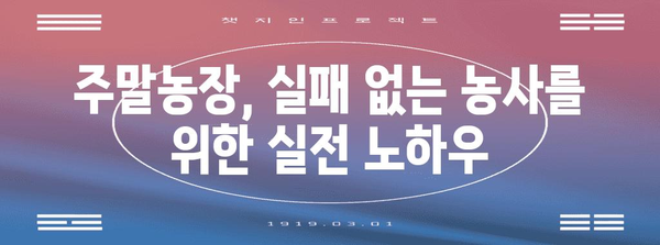 주말농장 관리 가이드 | 시간 관리와 생존을 위한 안내서