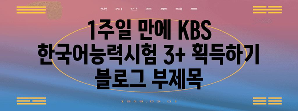 1주일 만에 KBS 한국어능력시험 3+ 획득하기