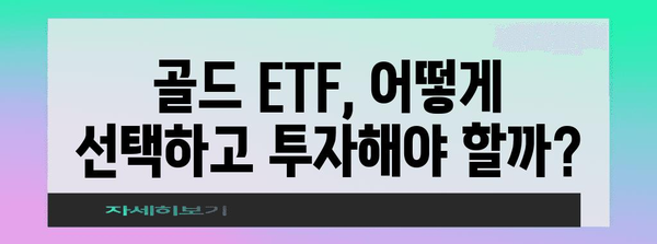 금값 상승 | 골드 ETF 전망과 투자 전략