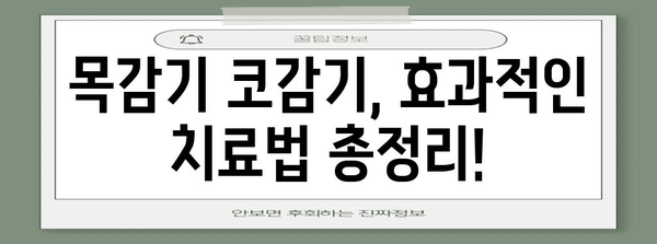 목감기 코감기 빠른 완화 가이드 | 증상, 예방, 치료법