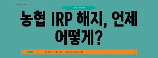 농협 IRP 해지 필수 가이드 | 퇴직금 받는 완벽한 절차