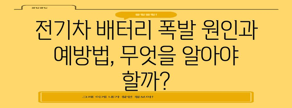 전기차 배터리 폭발 | 충전이 원인? 안전 가이드